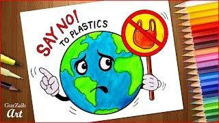 Plastic Mukt Bharat drawing || Stop plastic bags pollution poster making project ideas