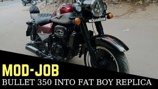 Royal Enfield Bullet 350 modified into a Harley Davidson Fat Boy