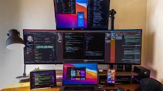 My iOS development desk setup ultra-wide & 4k