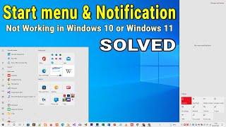 [ Solved ] Start menu and Notification not working in Windows 10 or Windows 11 PC