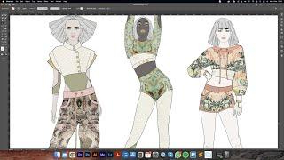 DIGITAL FASHION ILLUSTRATION in Adobe Illustrator Part 6 - Colour, Print & Texture