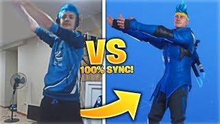 FORTNITE DANCES IN REAL LIFE 100% IN SYNC! (Pon Pon Emote & Ninja Skin)