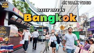 [4K HDR] Bangkok CIty Walk | BTS Saphan Taksin - Charoen Krung Road | Thailand Street View