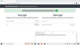 Encrypting and Verifying a plaintext using Bcrypt Generator