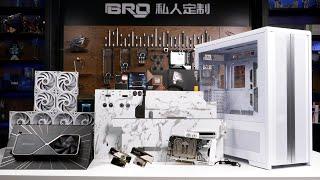 「BRO」4K Water Cooled PC Build Lian Li V3000+White marble AMD 9950X 联立V3000+白色大理石 #pcbuild  #99050X