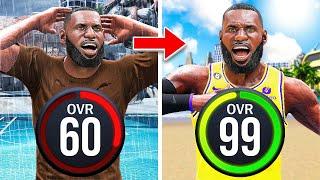 LEBRON JAMES BUILD 60 OVR to 99 OVR in 1 VIDEO (No Money Spent) NBA 2K24