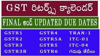 GST Returns and Forms Final and Updated due dates calendar in Telugu