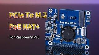 Pi 5 PoE HAT, PCIe Adapter, Supports NVMe Protocol M.2 Solid State Drive， Metal heatsink