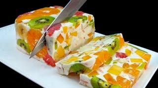 Only milk and fruit! Delicious and healthy dessert without gelatin and bake in 5 minutes