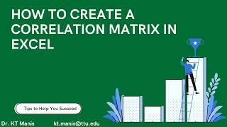 How to create a correlation matrix in Excel