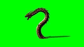 dragon worm appears and disappears on green screen with shadow