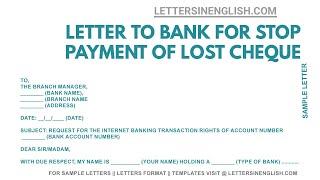 Request Letter for Net Banking - Net Banking Request Letter Format