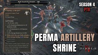 We got TYRAEL'S MIGHT! PERMA ARTILLERY SHRINE - PTR Season 4 Diablo 4