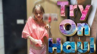 [4K] Transparent Try on Haul | See through Little pink top