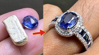 custom blue sapphire engagement ring - how it's made jewelry