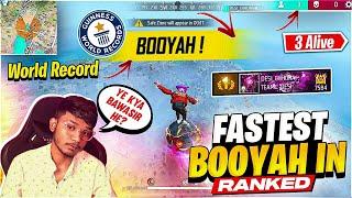 WORLD RECORD FASTEST BOOYAH (ONLY 3 ALIVE) IN BR RANKED - GARENA FREEFIRE