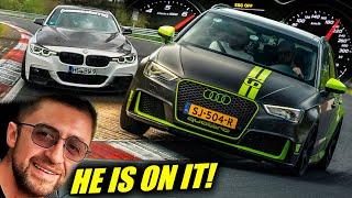 He's ON IT! 500hp Audi RS3 x Track BMW M340i // Nürburgring