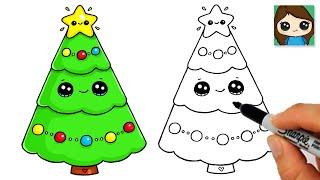 How to Draw a Christmas Tree Easy  New