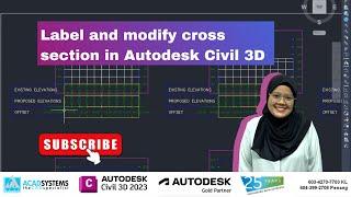 Label and modify cross section in Autodesk Civil 3D
