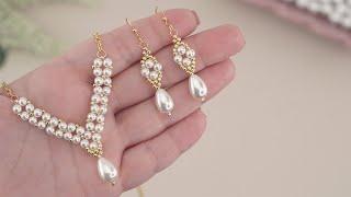 Easy DIY Pearl Necklace: How to Make Beaded Necklace & Earrings | Handmade Aesthetic Jewelry Making