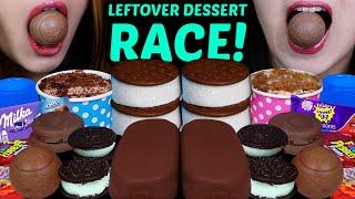 ASMR LEFTOVER DESSERT RACE! CADBURY CREME EGG COOKIES, MILKA OREO SNOBALLS, GIANT ICE CREAM BARS 먹방