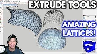 SKETCHUP EXTRUDE TOOLS TUTORIALS (EP2) - Extrude Edges by Rails to Lattice - EASY GLASS ASSEMBLIES