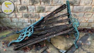 Broken Collapsed Vintage Garden Bench - Complete Restoration