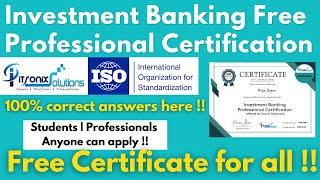 Investment Banking Free Professional Certification | Banking Free Certificate