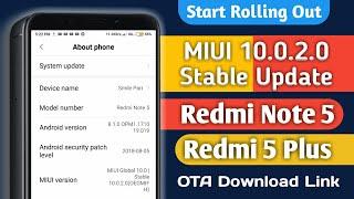 MIUI 10 Stable Update For Redmi note 5 Start Rolling Out, MIUI 10.0.2.0  For Redmi note 5