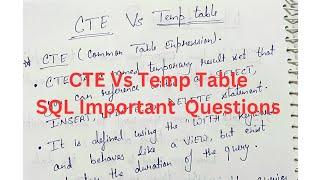 CTE Vs Temp Table in SQL|Difference between CTE and Temp Table|SQL Server|Oracle Database|DBMS|SQL