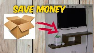 How To Make TV Cabinet From Cardboard/ DIY/ Below RM10/ Home Decoration