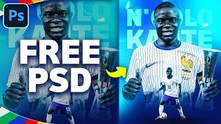 How to Make Poster Fooball  in Photoshop - N'Golo Kanté Euro 2024 - Simple Design