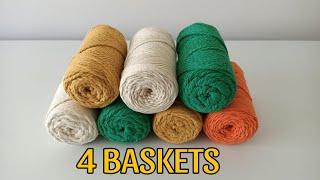 PLASTİK KUTU VE MAKROME İP İLE  4 HARİKA SEPET YAPIMI️MAKE 4 AMAZING BASKETS WITH PLASTIC BOXES