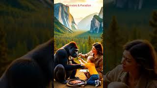 "A Unique BBQ Adventure with a Gorilla in Nature" #explorenature #monkey #wildwonders #cute #gorilla