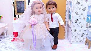 American Girl Doll Wedding Routine with Makeup & Glam Dress! PLAY DOLLS