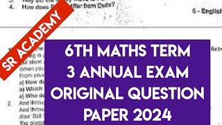 6th maths term 3 annual exam 2024 original question paper English medium private school