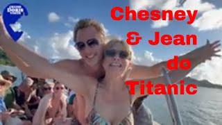 Chesney Hawkes and Jean Heard do the Titanic scene on  the water taxi to Grenada's Grand Anse Beach