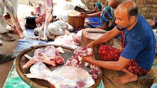 Roadside Goat Meat Cutting And Selling Mutton Shop || Goat Meat Slice Skills