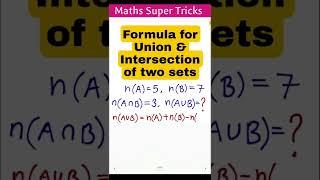 Formula for Union and intersection of two sets #pi2infinity #shorts #shortsmathstricks