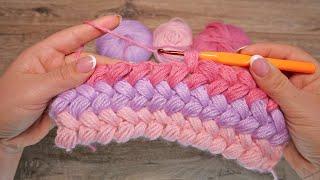 Узор из пышных столбиков крючком, видео  Crochet Bean Stitch  बुनना