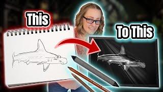 Draw a Realistic Shark With Me in a Charcoal - Drawing  Tutorial