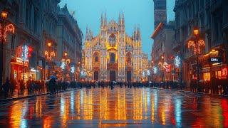 Milan, Italy  - Relaxing Rainy Walk - 4K HDR 60fps Walking Tour