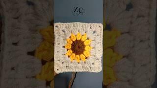 Crochet flower granny square #easycrochet #grannysquare #crochetflower #crochetsunflower