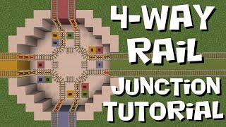 Four-Way Double Track Junction - Minecart Rail Minecraft Tutorial