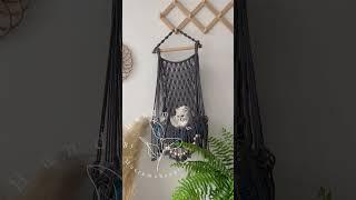 This cute macrame cat hammock is not a bad place for my cat to stretch her legs and enjoy the day