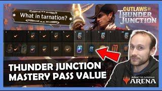 Full BREAKDOWN of the New Thunder Junction Mastery Pass! | MTG Arena Value Economy Guide