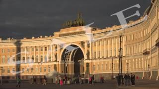 The arch of the General staff. The Palace square. Saint-Petersburg. 4K.