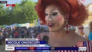 Drag Queen Nicole Onoscopi celebrates the Blues Fest