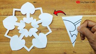 Paper Cutting Snowflake Design For Christmas | DIY Paper Christmas Decorations | Easy Paper Crafts