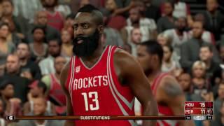 NBA 2K17 PS4 Houston Rockets vs Portland Trail Blazers CPU vs CPU Simulation Nation